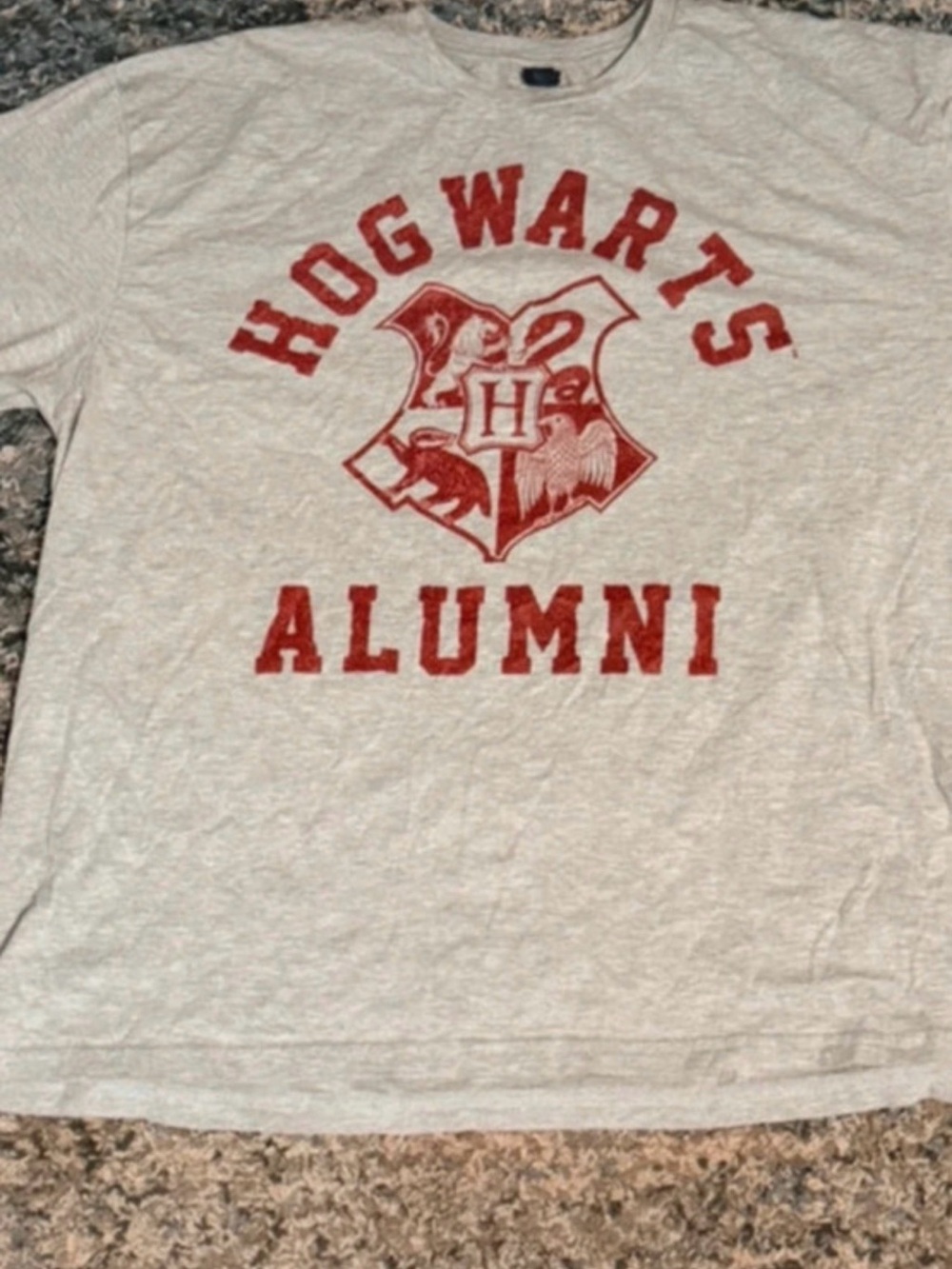 Gildan Cream Tee with Red Hogwarts Crest